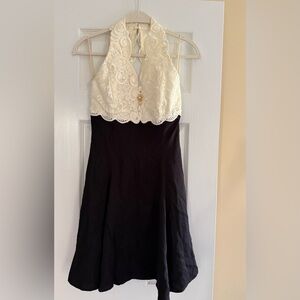 Scott McClintock Black and Cream Backless Dress